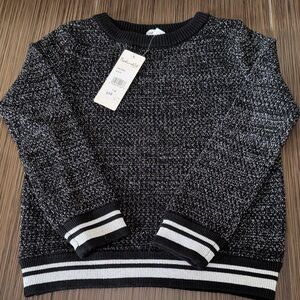 Girls Black and White Knit Sweater